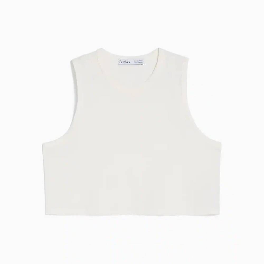 

Топ Bershka Sleeveless T-shirt, белый