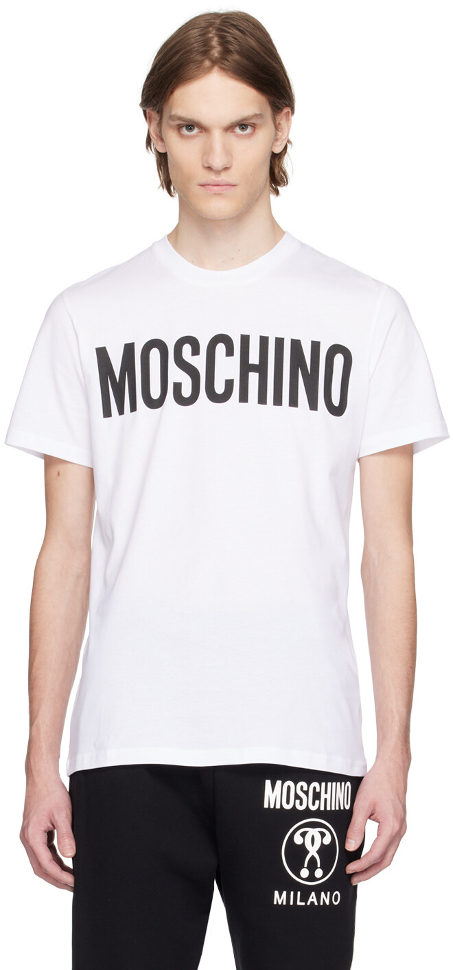 

Белая футболка с принтом Moschino, Белый