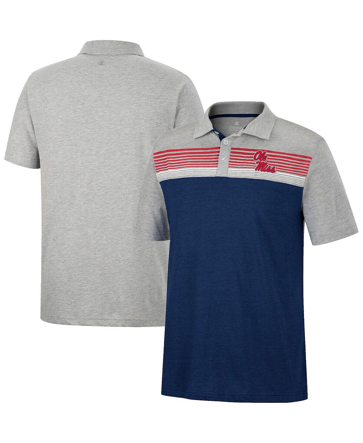 

Мужская темно-синяя, меланжевая серая рубашка-поло ole miss rebels caddy polo Colosseum, мульти