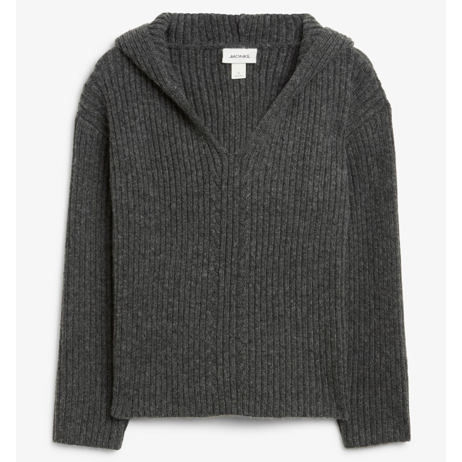 

Свитер Monki Rib Knit Wool Blend Hooded, темно-серый