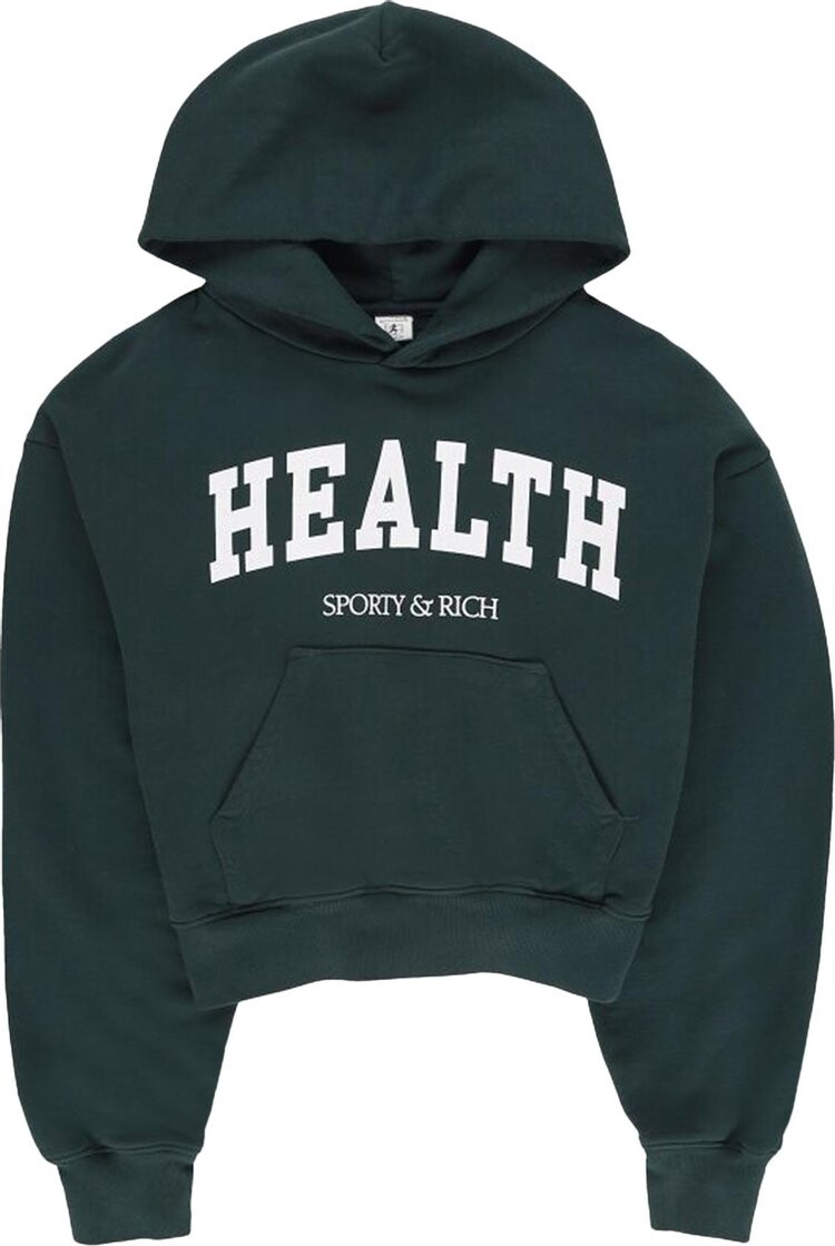 

Худи Sporty & Rich Health Ivy Cropped Hoodie 'Forest/White', зеленый