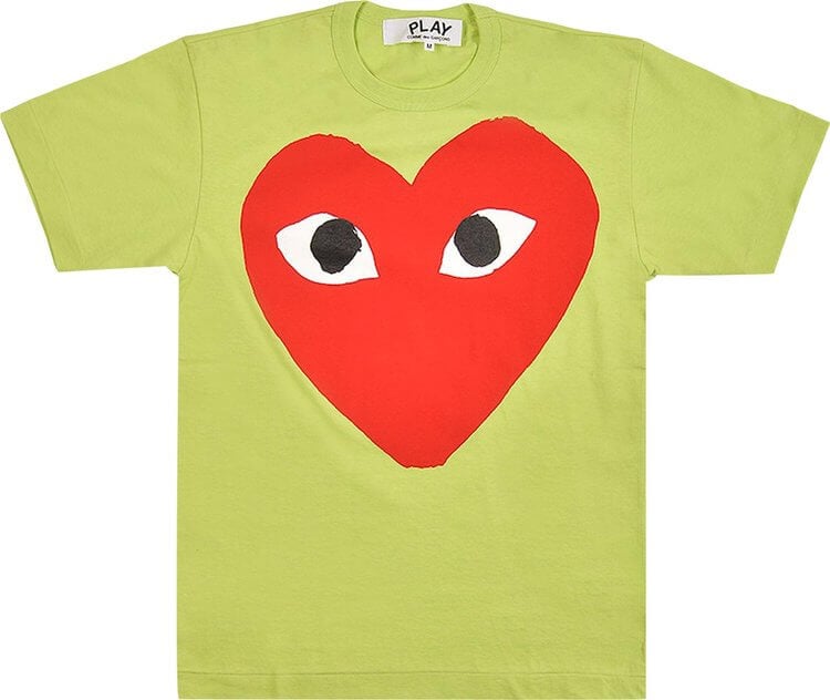 Футболка Comme des Garçons PLAY Pastelle Red Logo T-Shirt 'Green', зеленый - фото