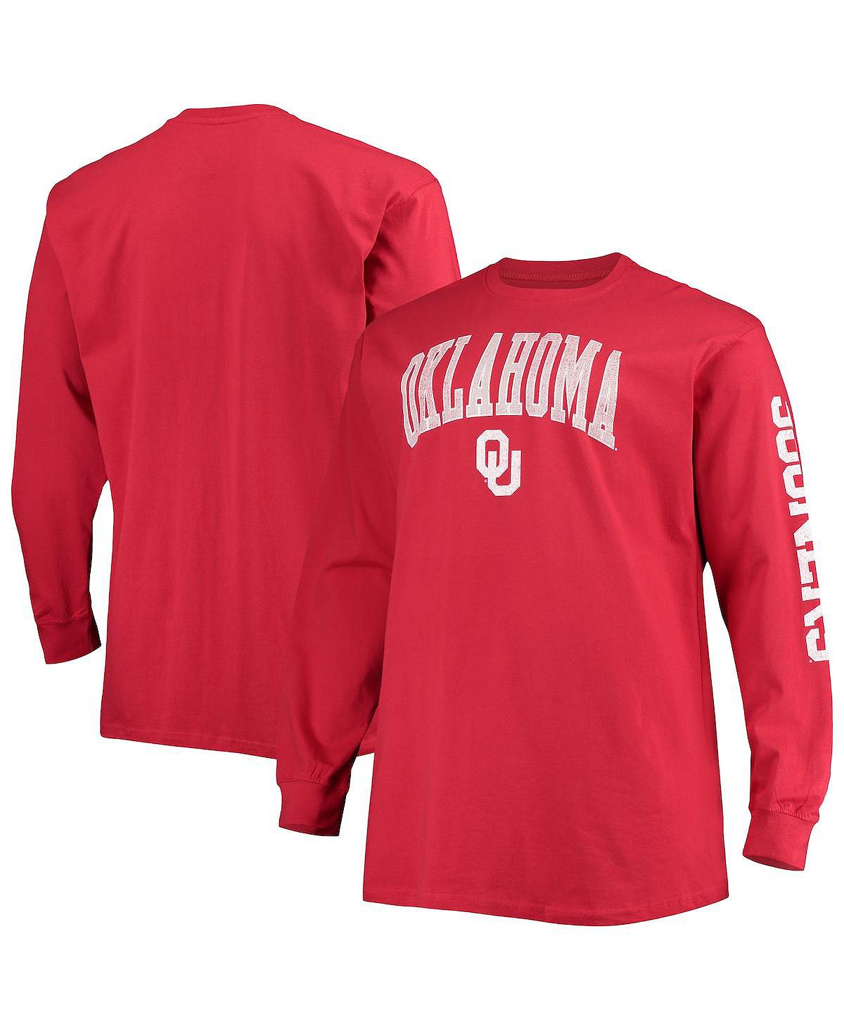 цена Мужская темно-красная футболка с длинным рукавом oklahoma sooners big and tall 2-hit Champion