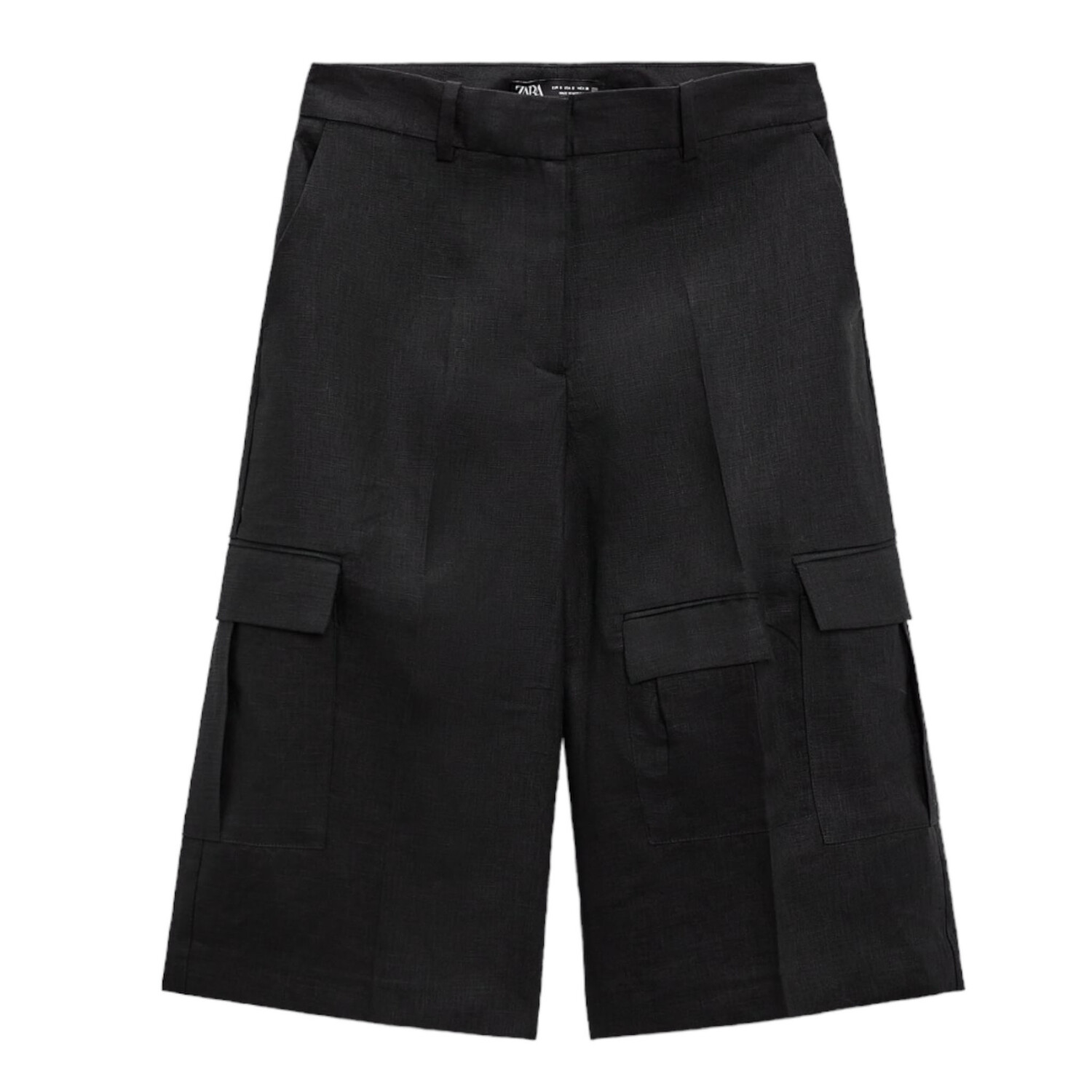

Шорты Zara Linen Cargo Bermuda, черный