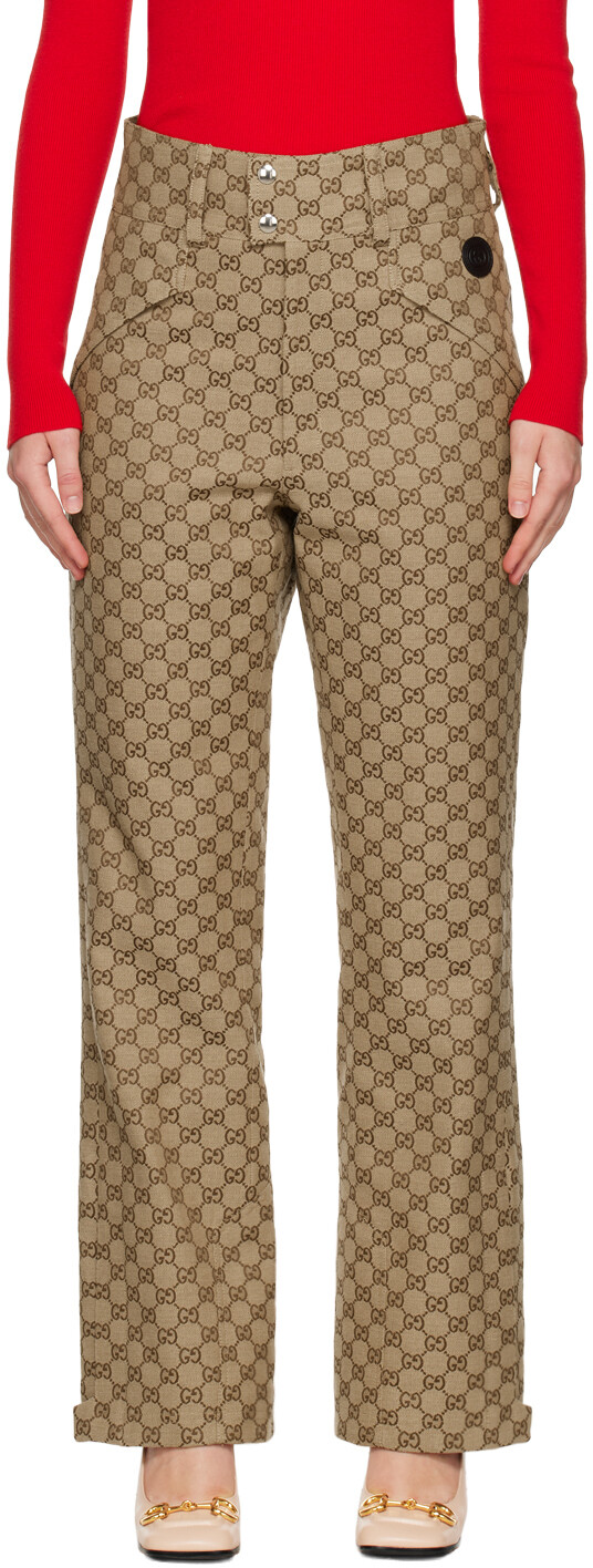 

Коричневые брюки с узором GG Gucci, Коричневый