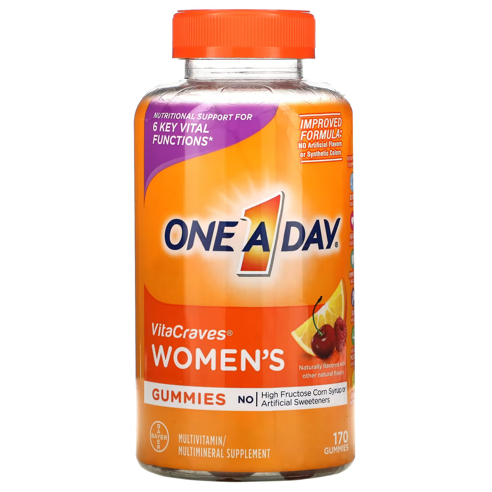 One-A-Day, VitaCraves для женщин, мультивитаминная и мультиминеральная добавка, 170 жевательных таблеток one a day для мужчин мультивитаминная и мультиминеральная добавка vitacraves с искусственными ароматизаторами 170 жевательных таблеток