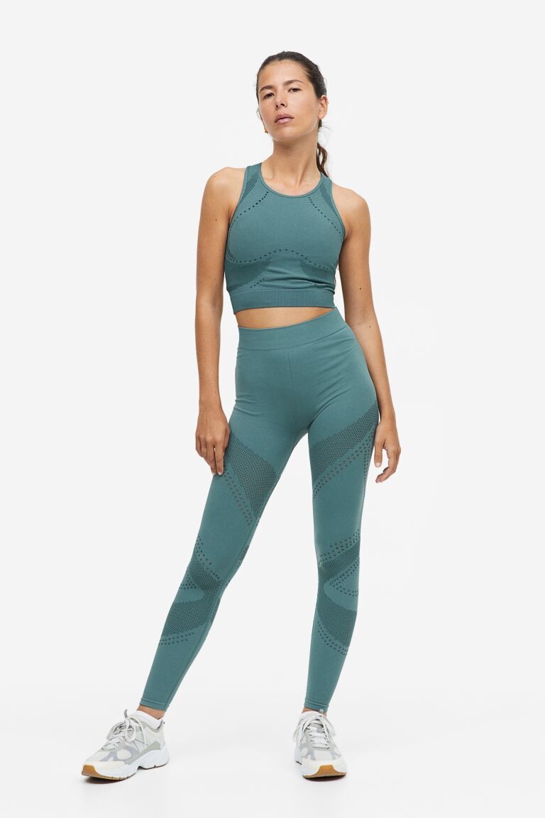 

Бесшовные моделирующие спортивные леггинсы DryMove H&M, бирюзовый