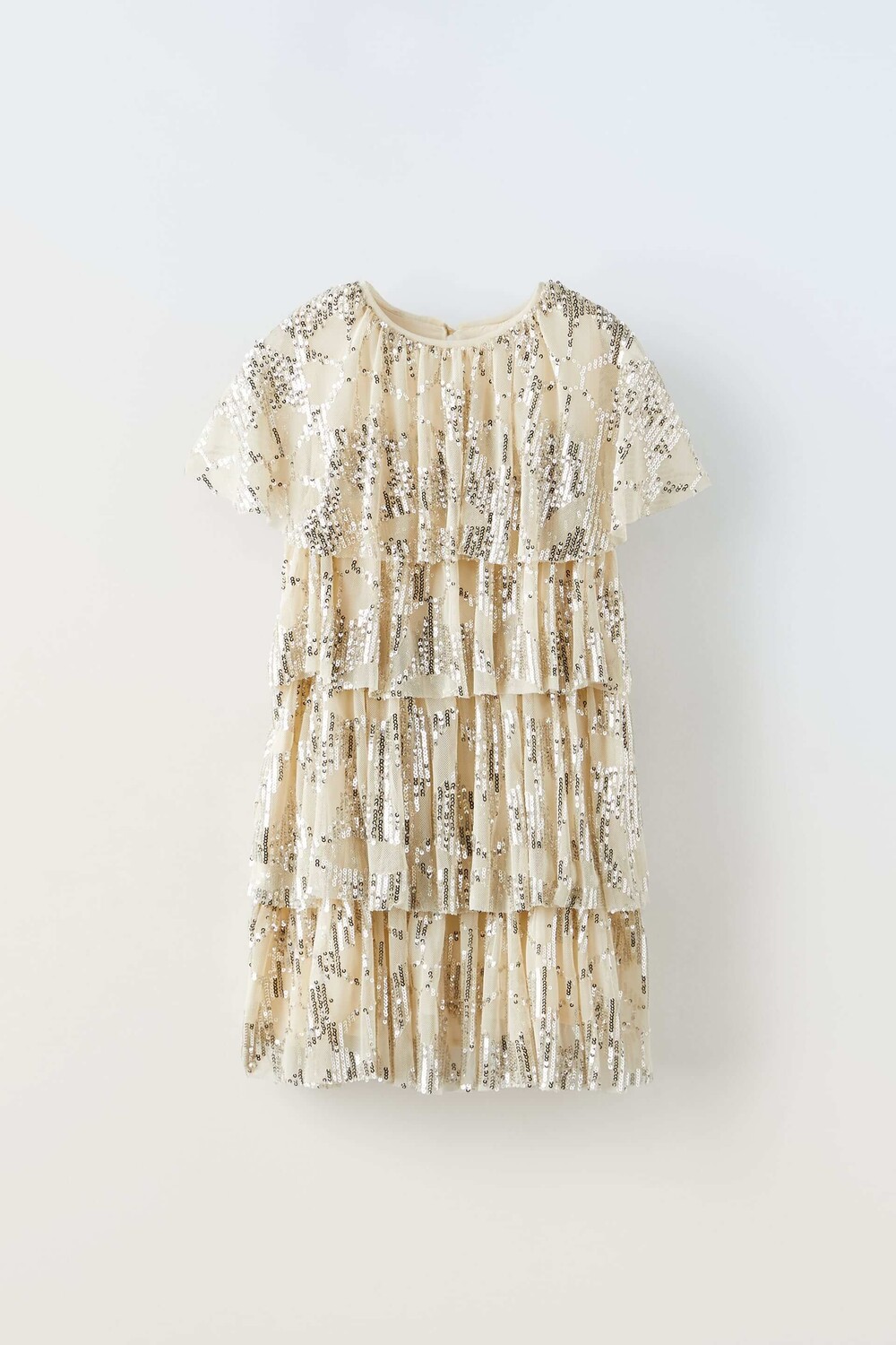 

Платье для девочки Zara Sequinned With Ruffles, бежево-розовый