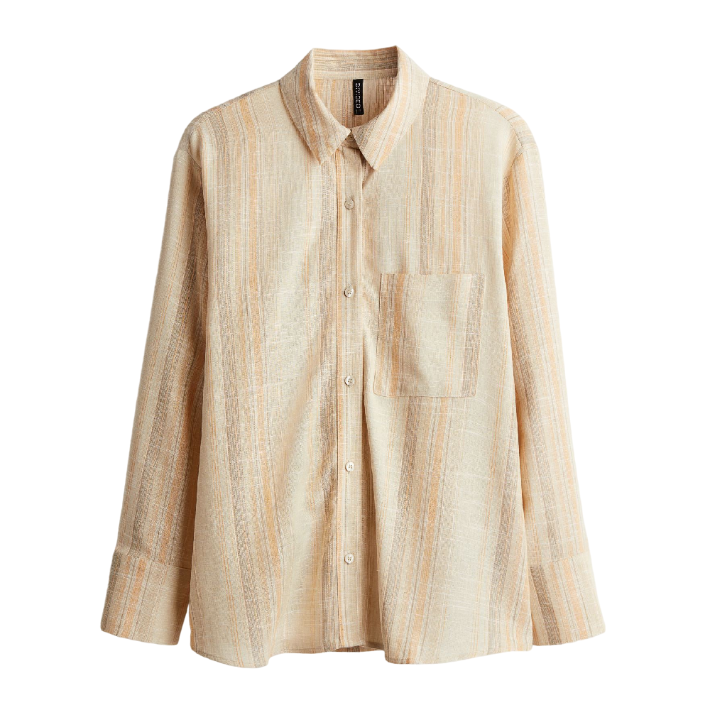 Рубашка H&M Linen-blend, бежевый