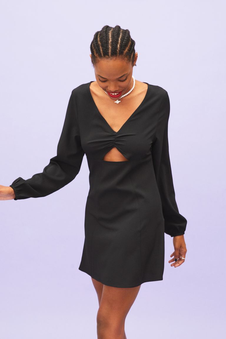 Платье из крепа с вырезами H&M, черный