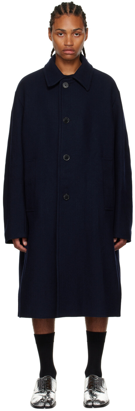 

Темно-синее свободное пальто Dries Van Noten