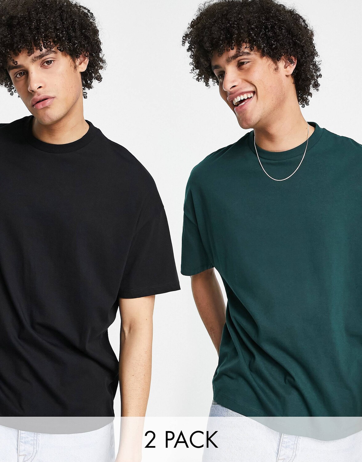 

Набор из 2 футболок оверсайз ASOS DESIGN, Зеленый