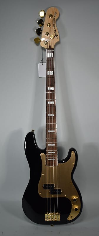 

2022 Squier 40th Anniversary Precision Bass Gold Edition Black Finish Electric Bass