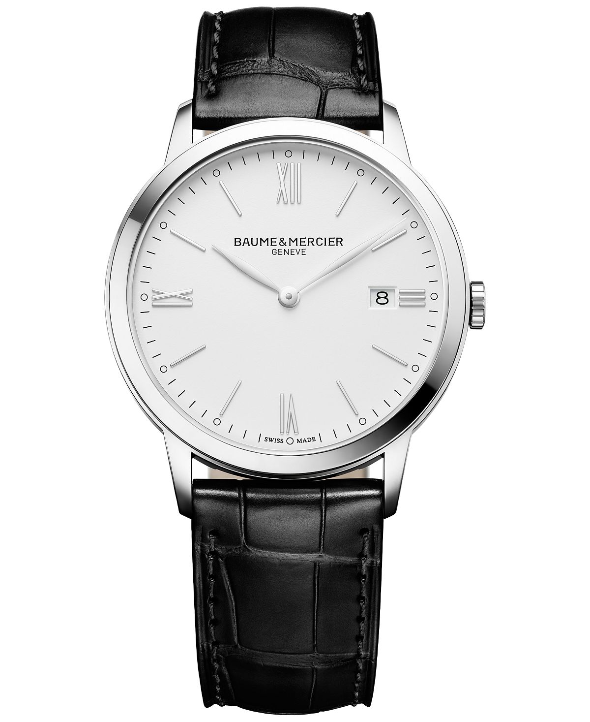 Мужские часы Swiss Classima с черным кожаным ремешком 40 мм M0A10323 Baume & Mercier