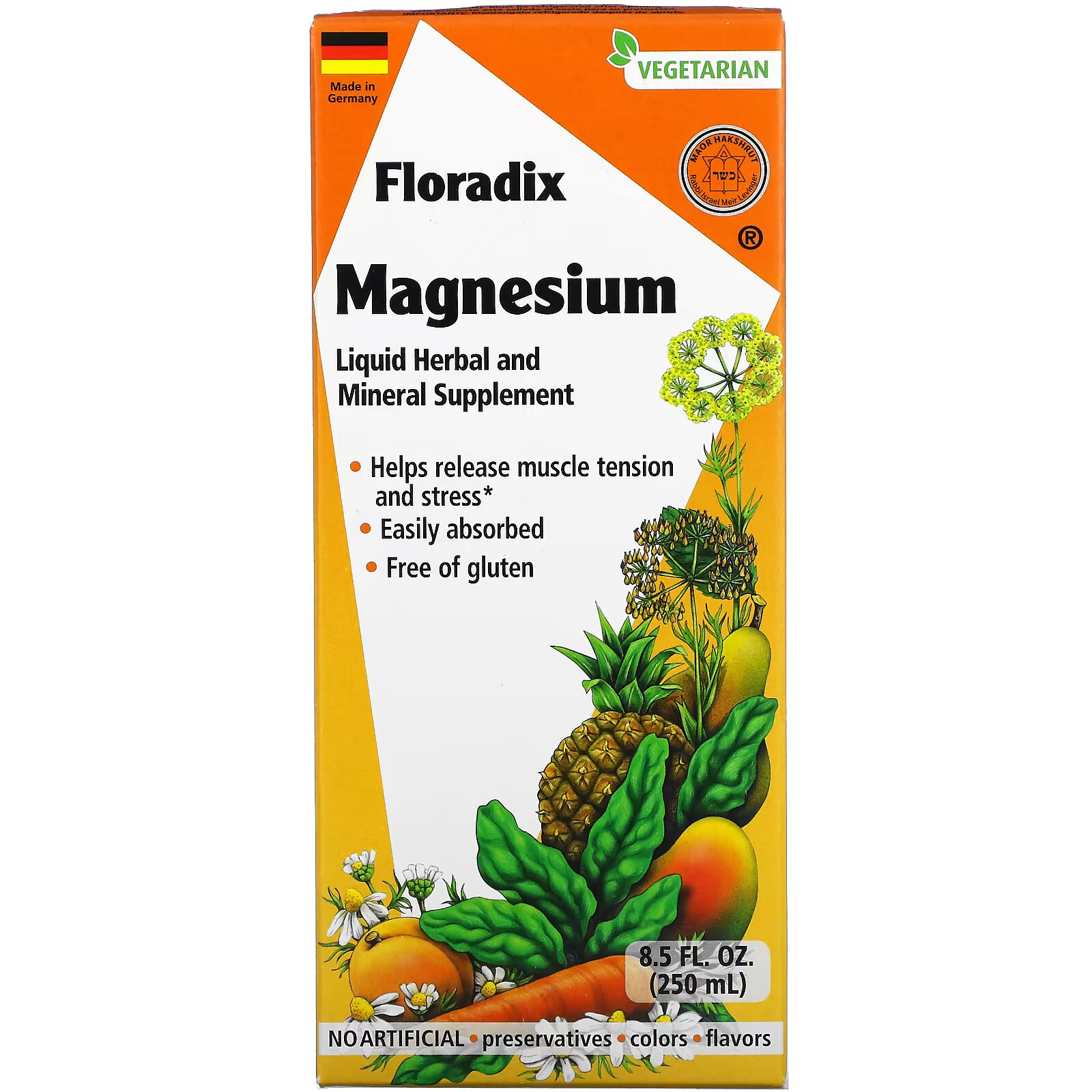 Gaia Herbs, Floradix, магний, жидкая добавка из трав и минералов, 250 мл