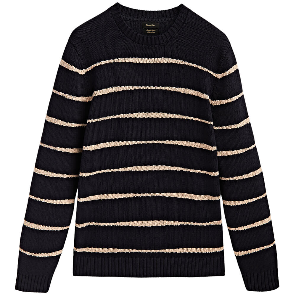 

Джемпер Massimo Dutti Striped Knit Crew Neck, темно-синий