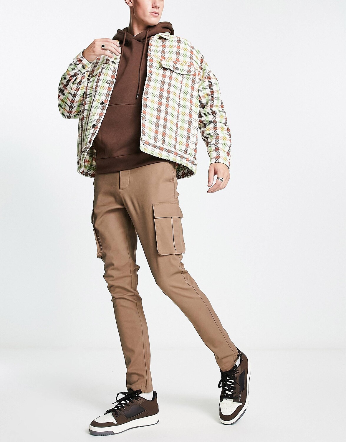 

Коричневые брюки карго скинни ASOS DESIGN, Коричневый