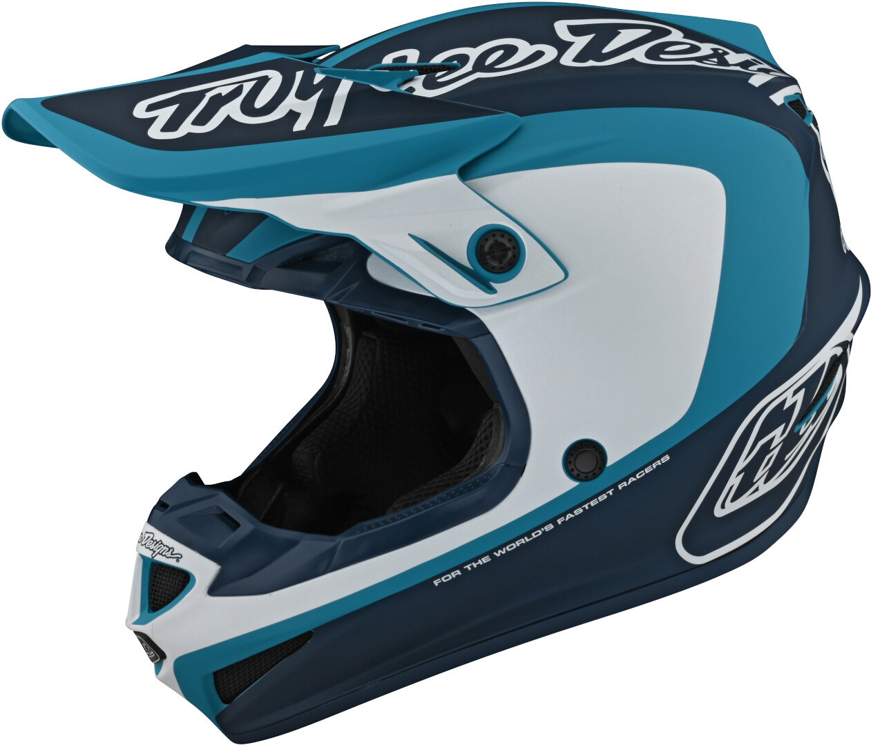Шлем Troy Lee Designs SE4 Corsa для мотокросса, сине-бело-красный