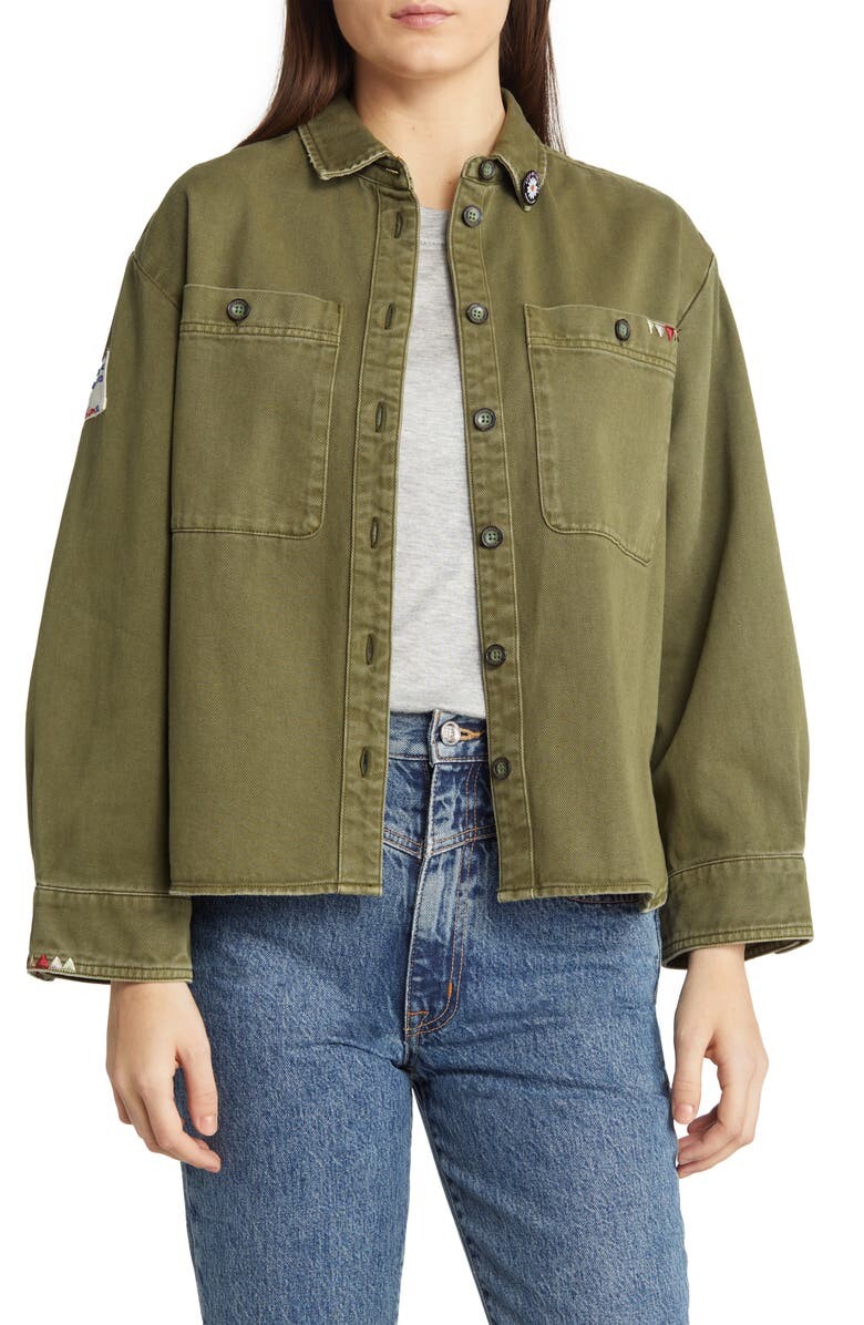 

Хлопковая джинсовая рубашка с вышивкой в ​​стиле милитари SCOTCH & SODA