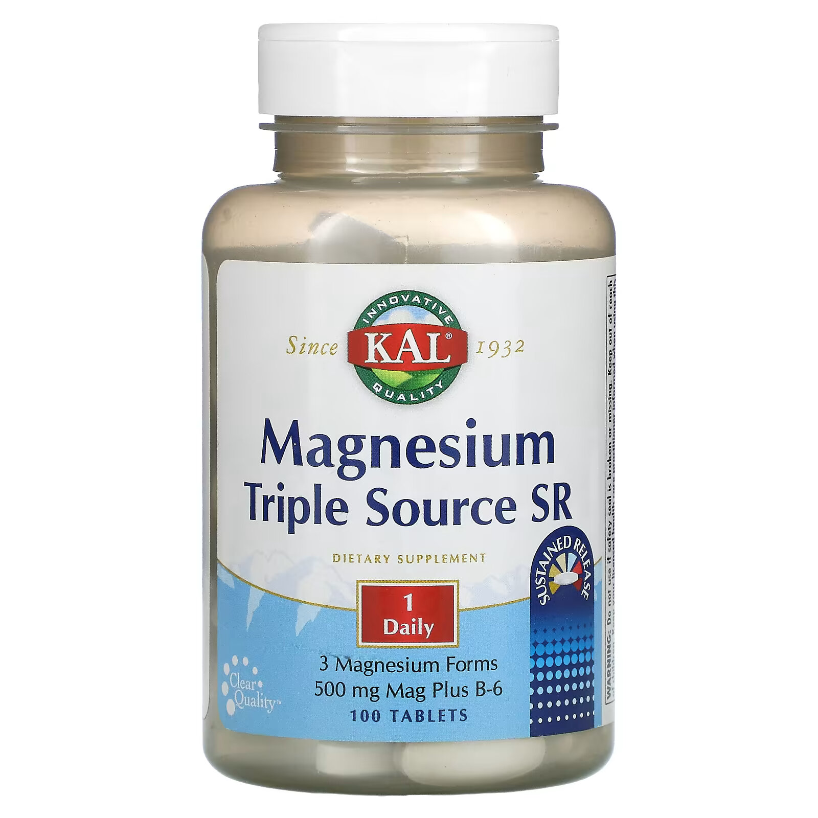KAL, Магний Triple Source SR, 500 мг, 100 таблеток kal магний 500 мг 60 таблеток