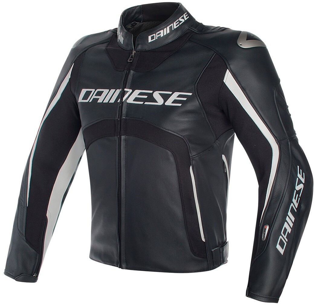 

Dainese Misano D-Air Airbag Перфорированные мотоцикл кожаной куртке, черный/черный/белый