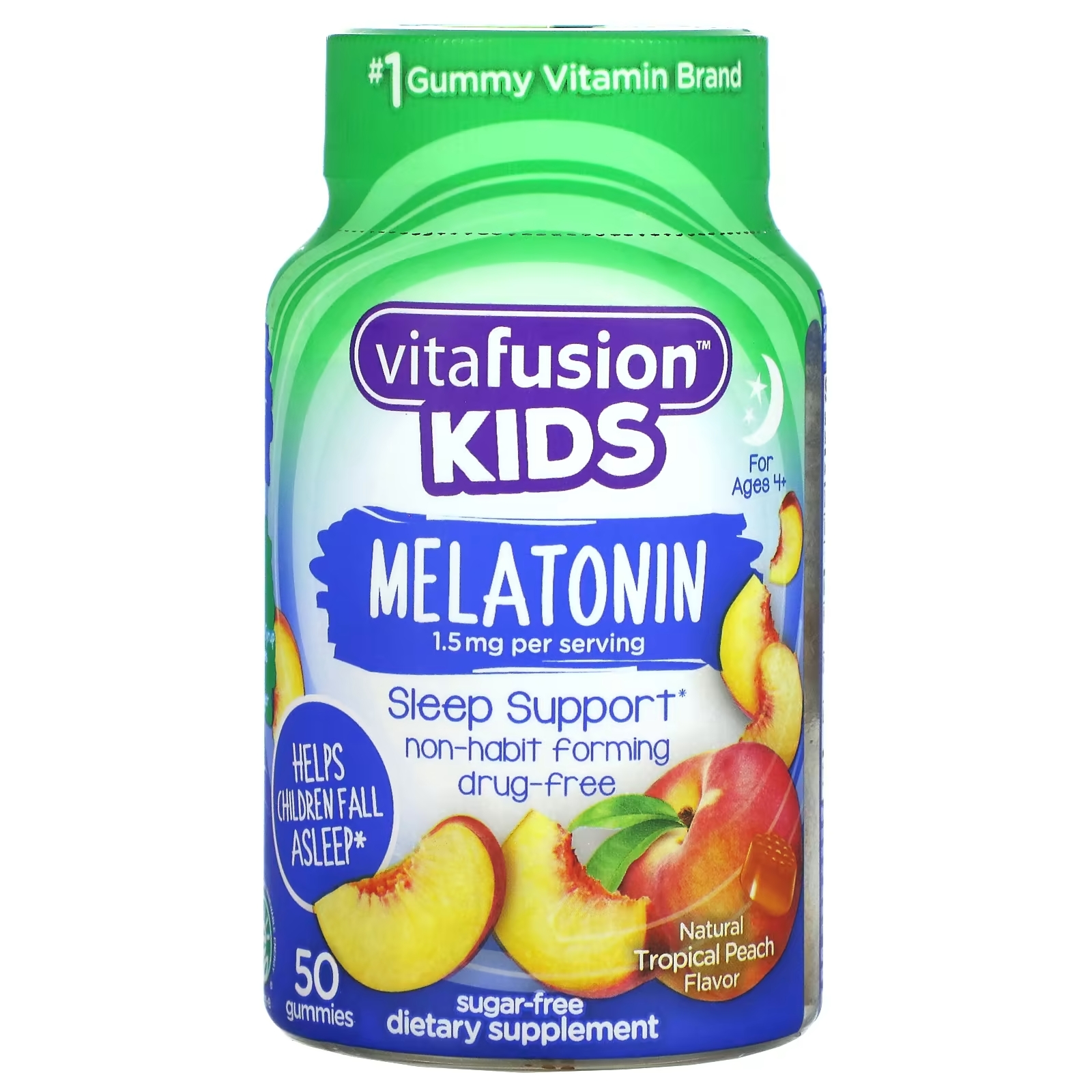 Мелатонин для Детей VitaFusion, тропический персик, 50 жевательных таблеток vitafusion sleepwell поддержка сна для взрослых натуральный белый чай и персик 60 жевательных таблеток