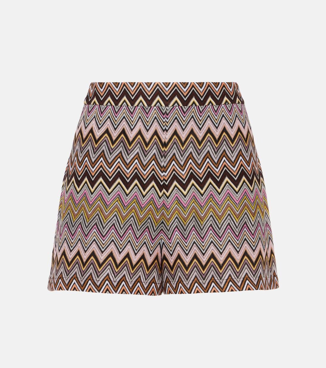 

Шорты с высокой посадкой Zig Zag Missoni, цвет multicolor brown, yellow, pink