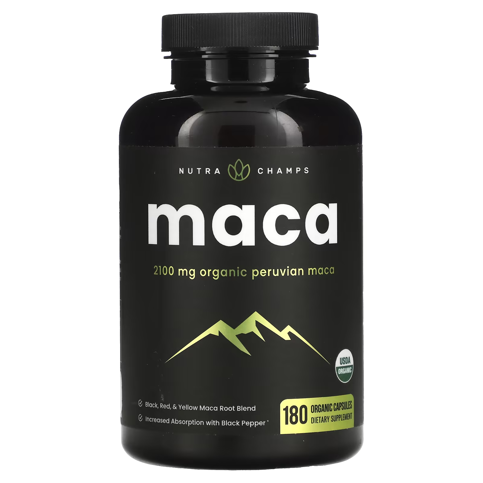 NutraChamps Maca 2100 мг 180 органических капсул (700 мг на капсулу)