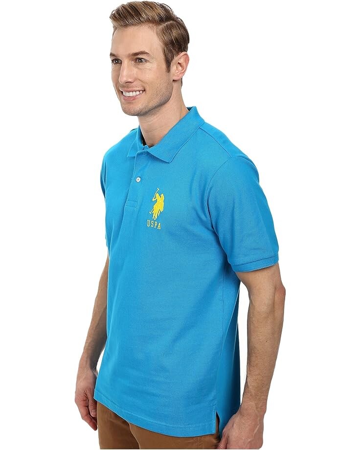 

Поло U.S. POLO ASSN. Solid Pique Polo, цвет Teal Blue
