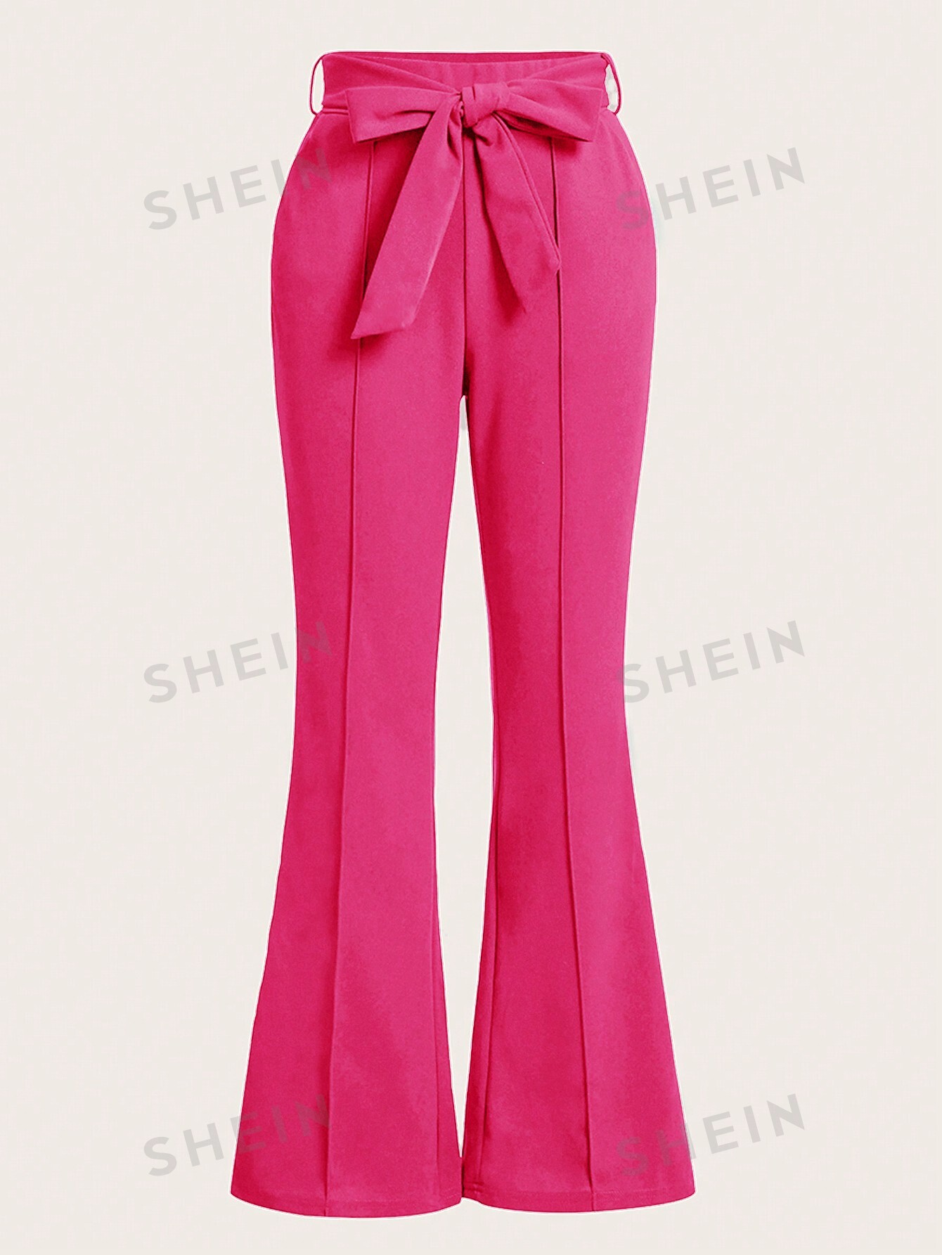 SHEIN Clasi Женские брюки однотонного цвета с расклешенным низом, ярко-розовый женские расклешенные брюки на шнурке 3 цвета