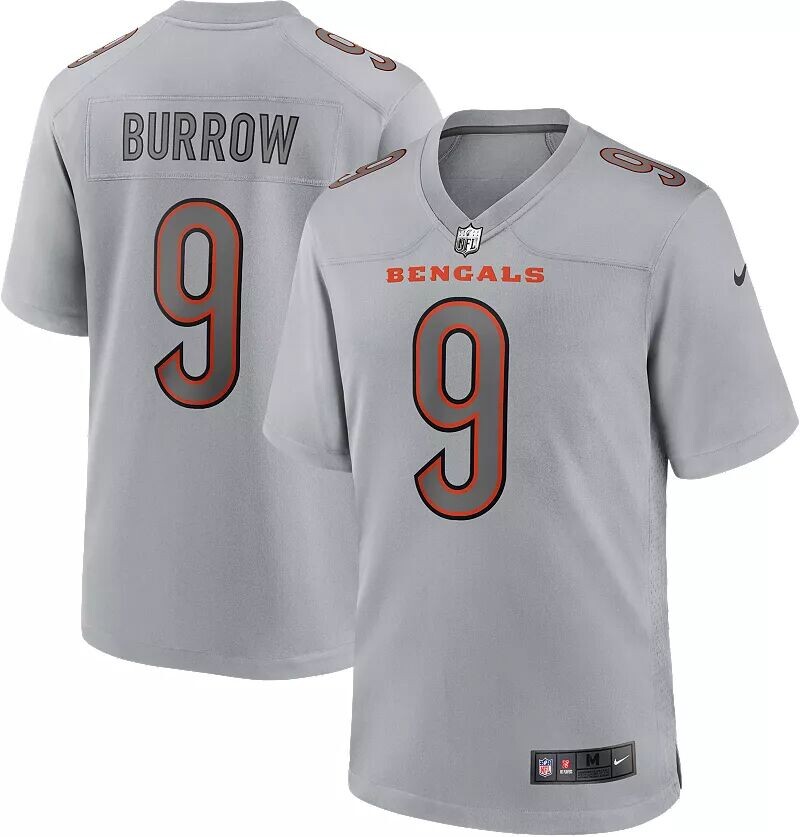 

Мужское джерси Nike Cincinnati Bengals Joe Burrow #9 Atmography Grey Game