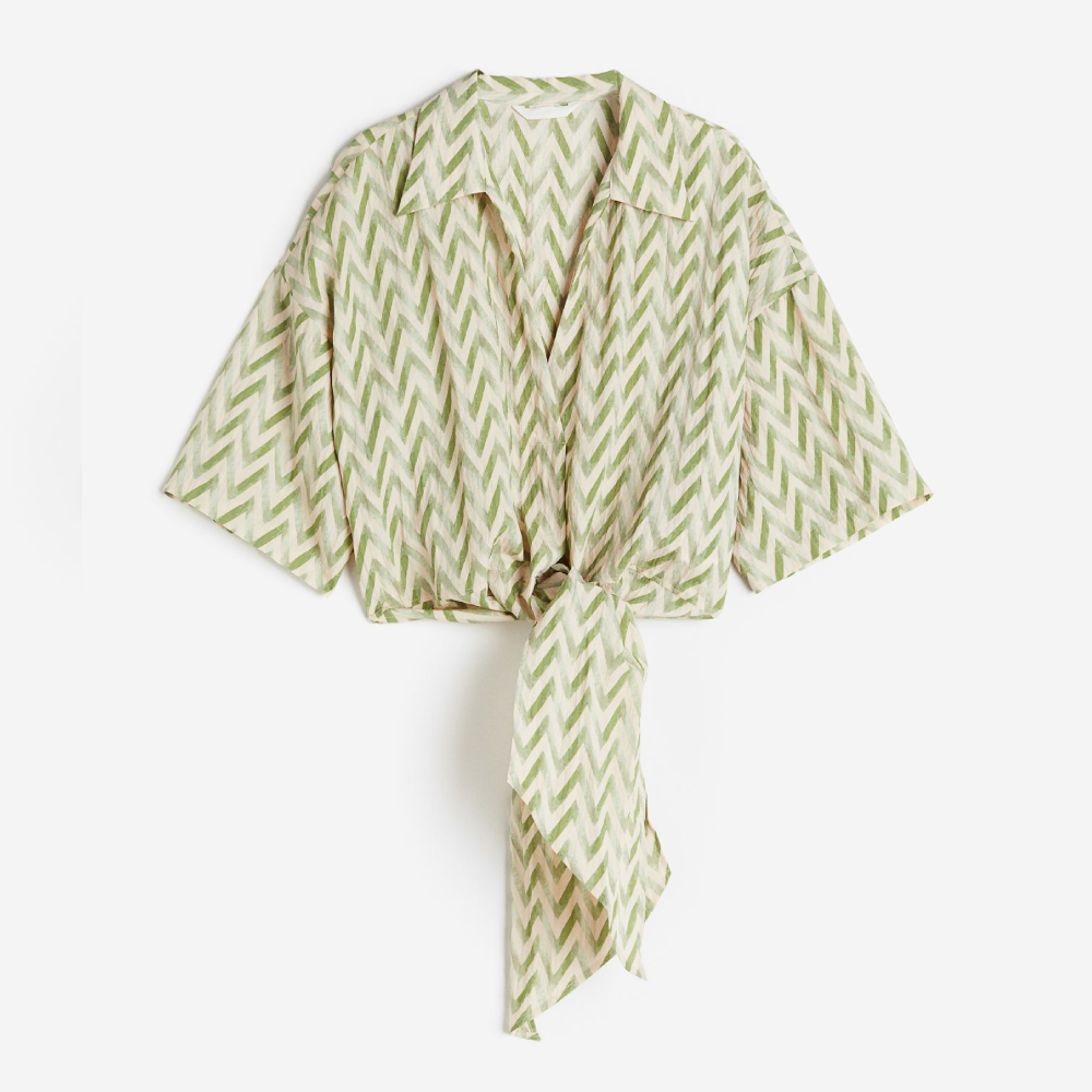 цена Блузка H&M Tie Detail, темно-зеленый