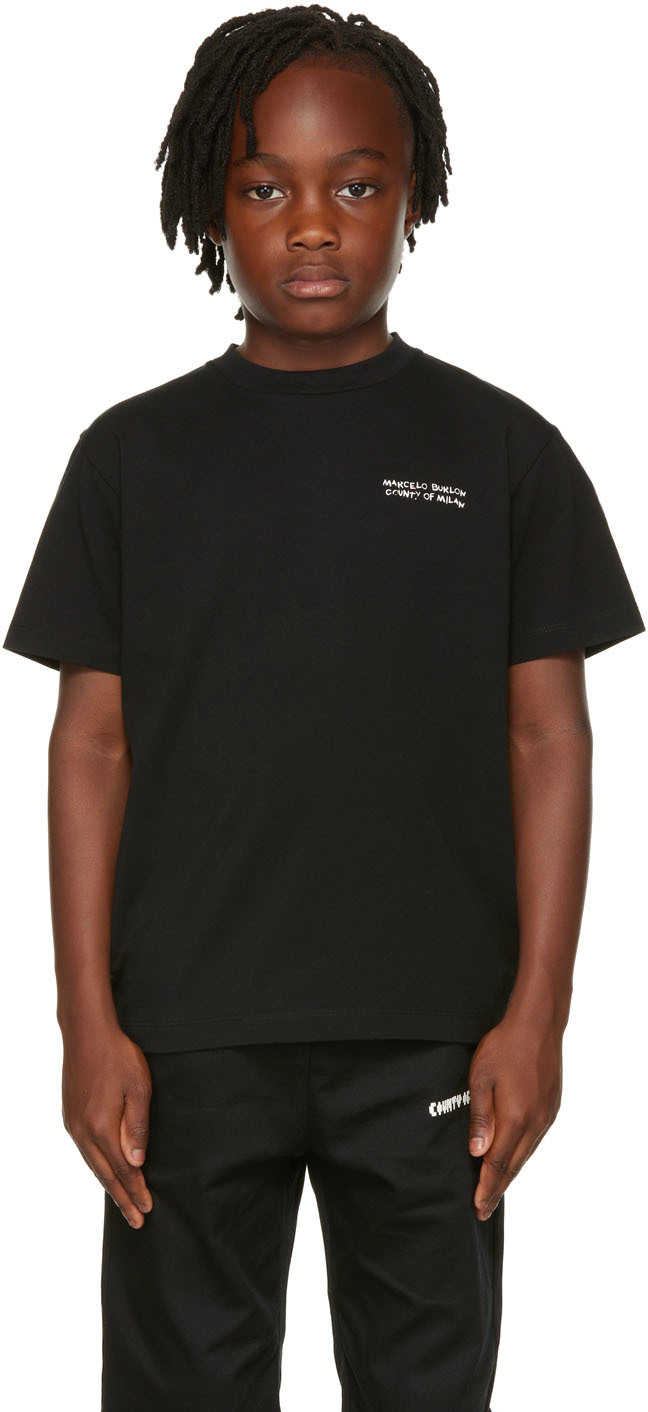 Детская черная футболка с принтом логотипа Marcelo Burlon County of Milan рубашка marcelo burlon с перьями ветра черный