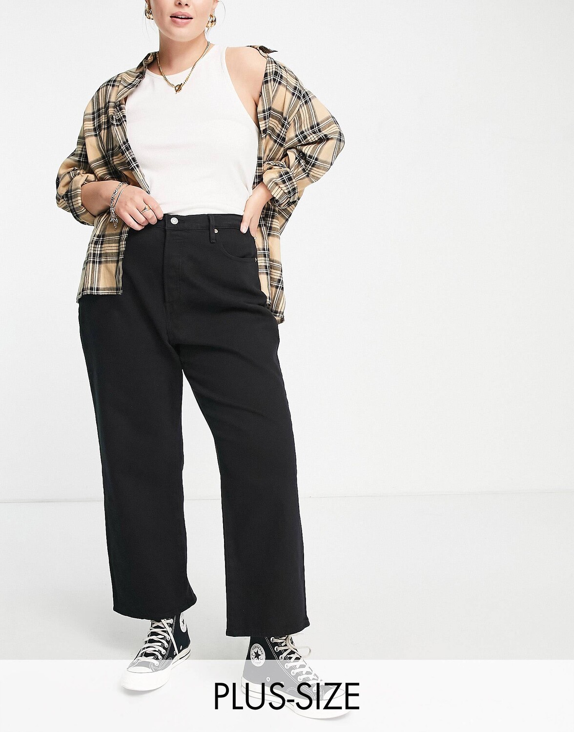 

Черные джинсы прямого кроя в рубчик Levi's Plus