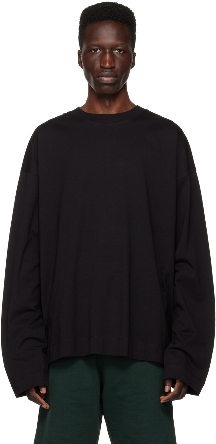 

Черная футболка с длинным рукавом с круглым вырезом Dries Van Noten