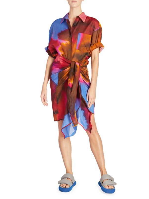 

Платье-рубашка Dries Van Noten с рисунком dras convertible, голубой