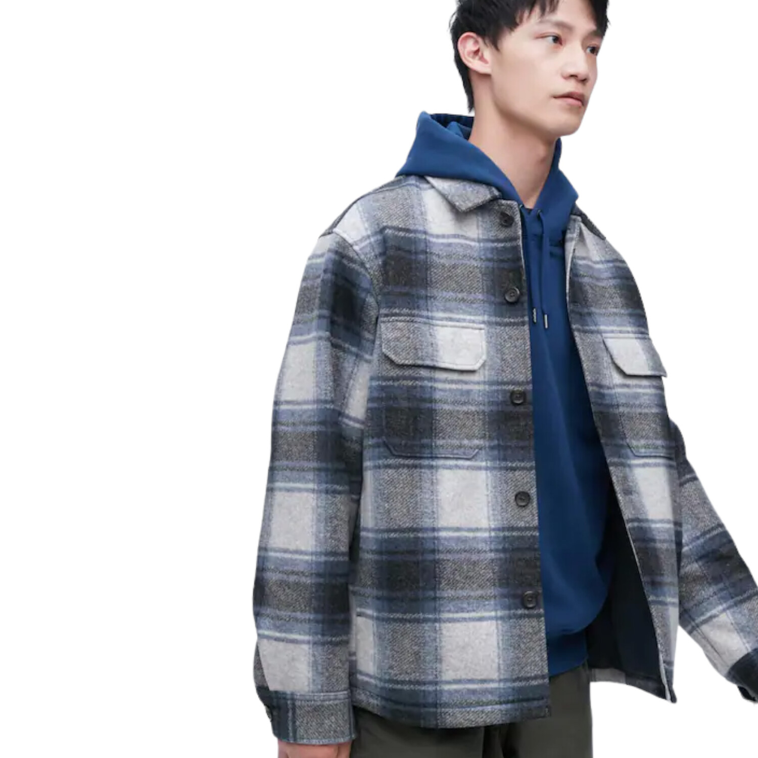 

Рубашка Unisex Uniqlo Checked Overshirt, голубой