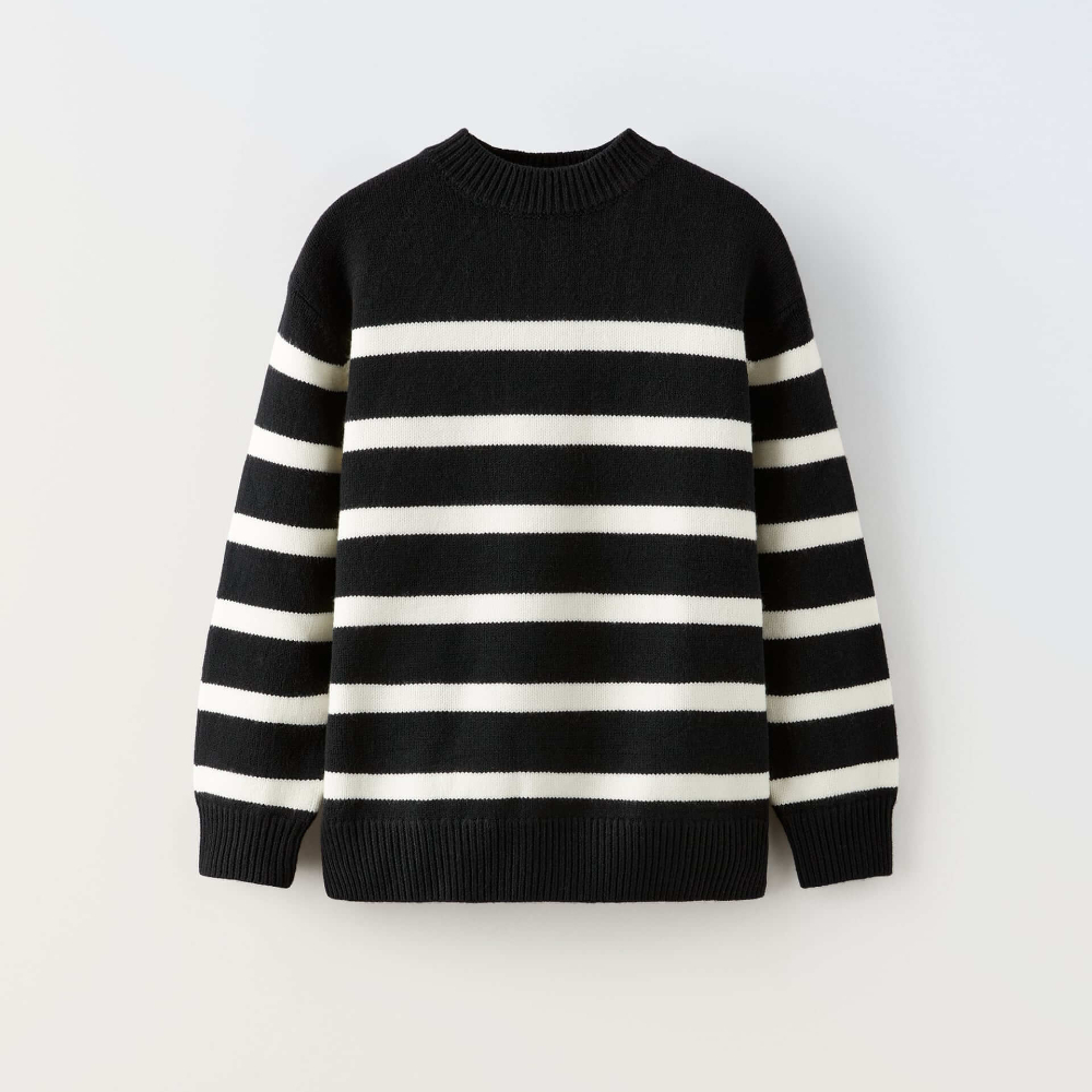 Свитер Zara Striped Knit, черный юбка zara knit mini черный