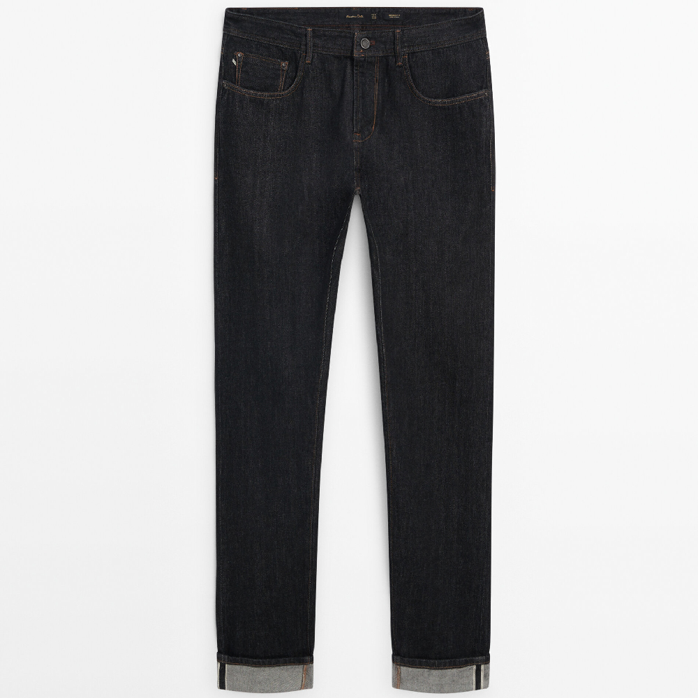 Джинсы Massimo Dutti Slim Fit With Rinsed Selvedge, черный джинсы massimo dutti размер 46 синий