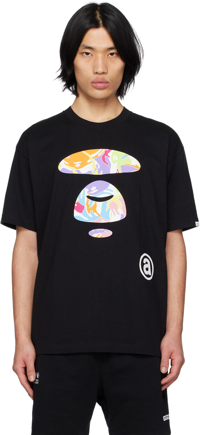 

Черная футболка с камуфляжным принтом Moonface AAPE by A Bathing Ape