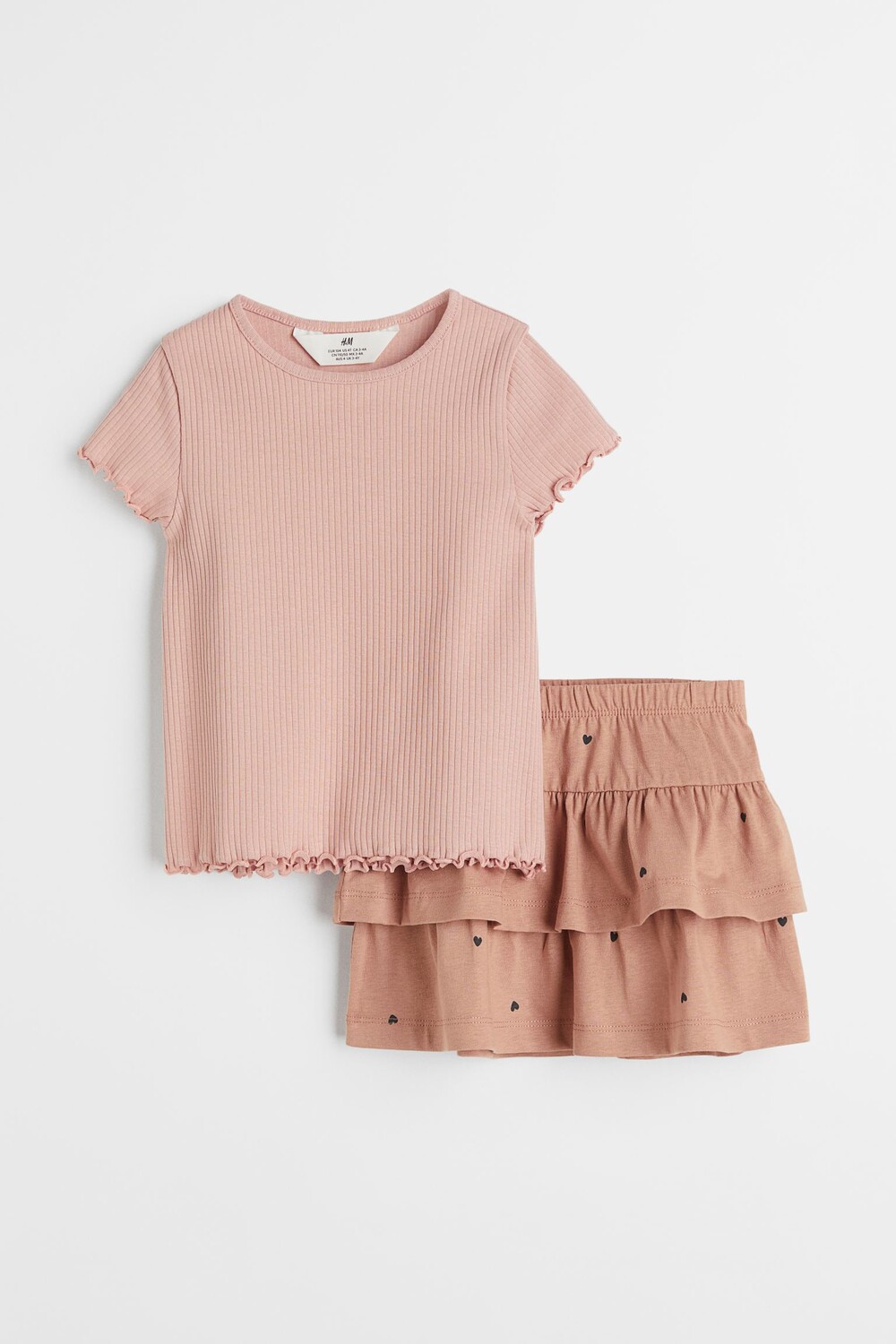 

Комплект из 2 предметов из хлопка H&M Hearts, пудрово-розовый