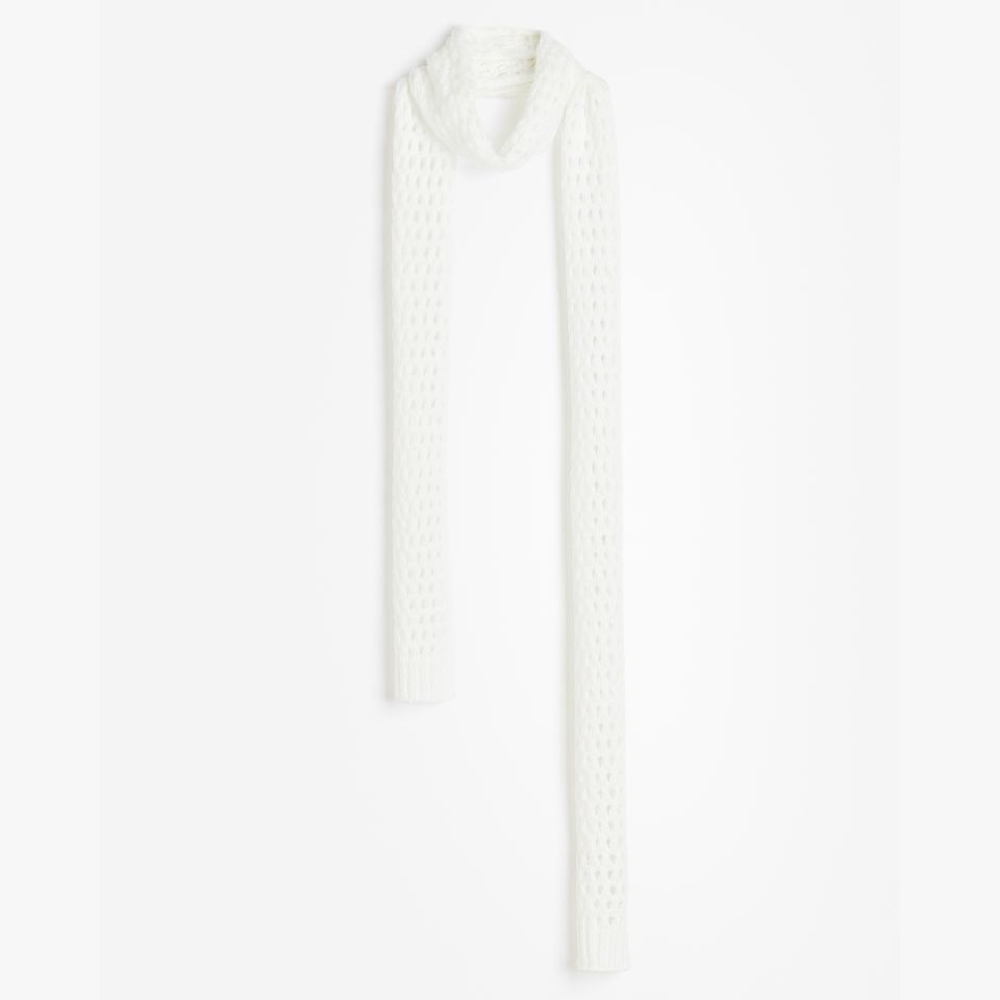 Шарф H&M Narrow Hole-knit, кремовый