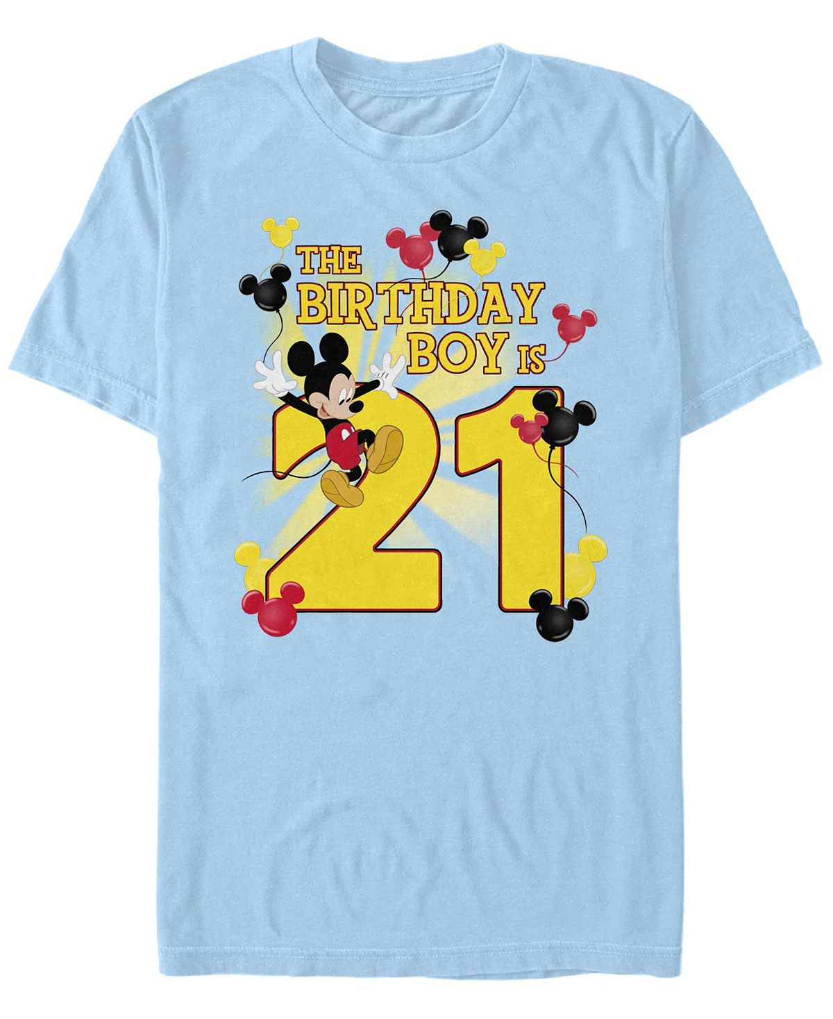 Мужская футболка с круглым вырезом и короткими рукавами mickey birthday 21 Fifth Sun, светло-синий мужская футболка mickey irish с короткими рукавами и круглым вырезом fifth sun зеленый