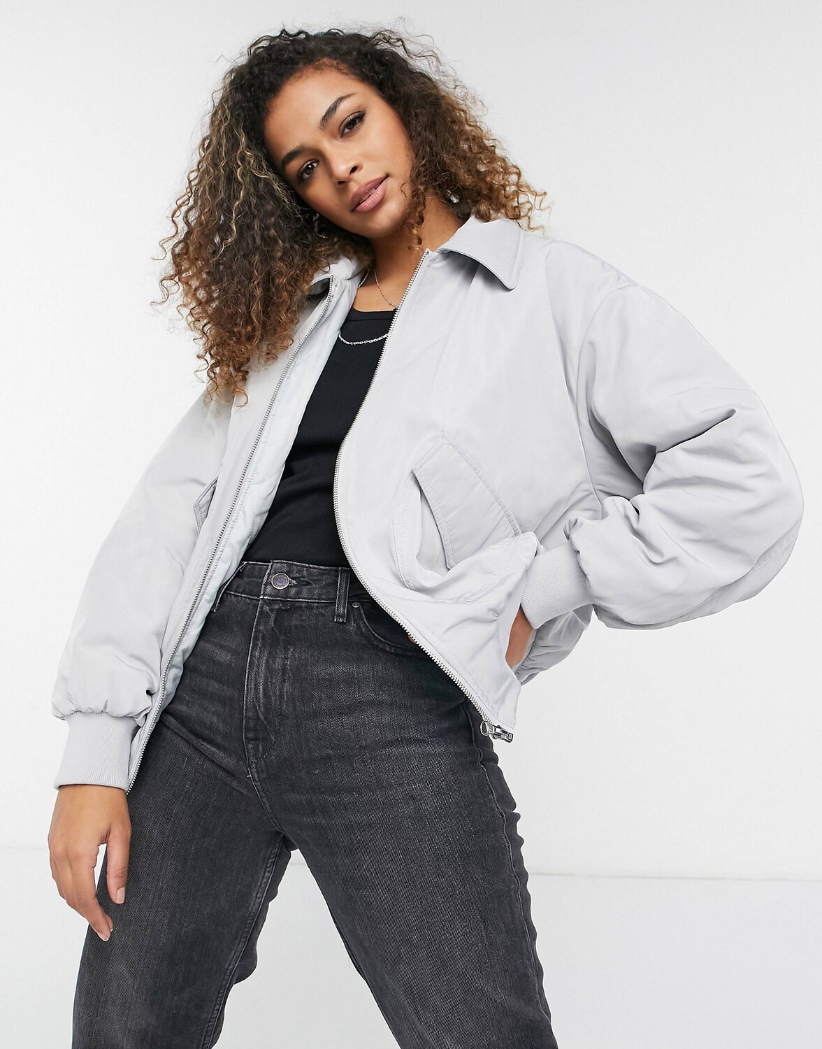 

Синий пуховик-бомбер ASOS DESIGN - MBLUE
