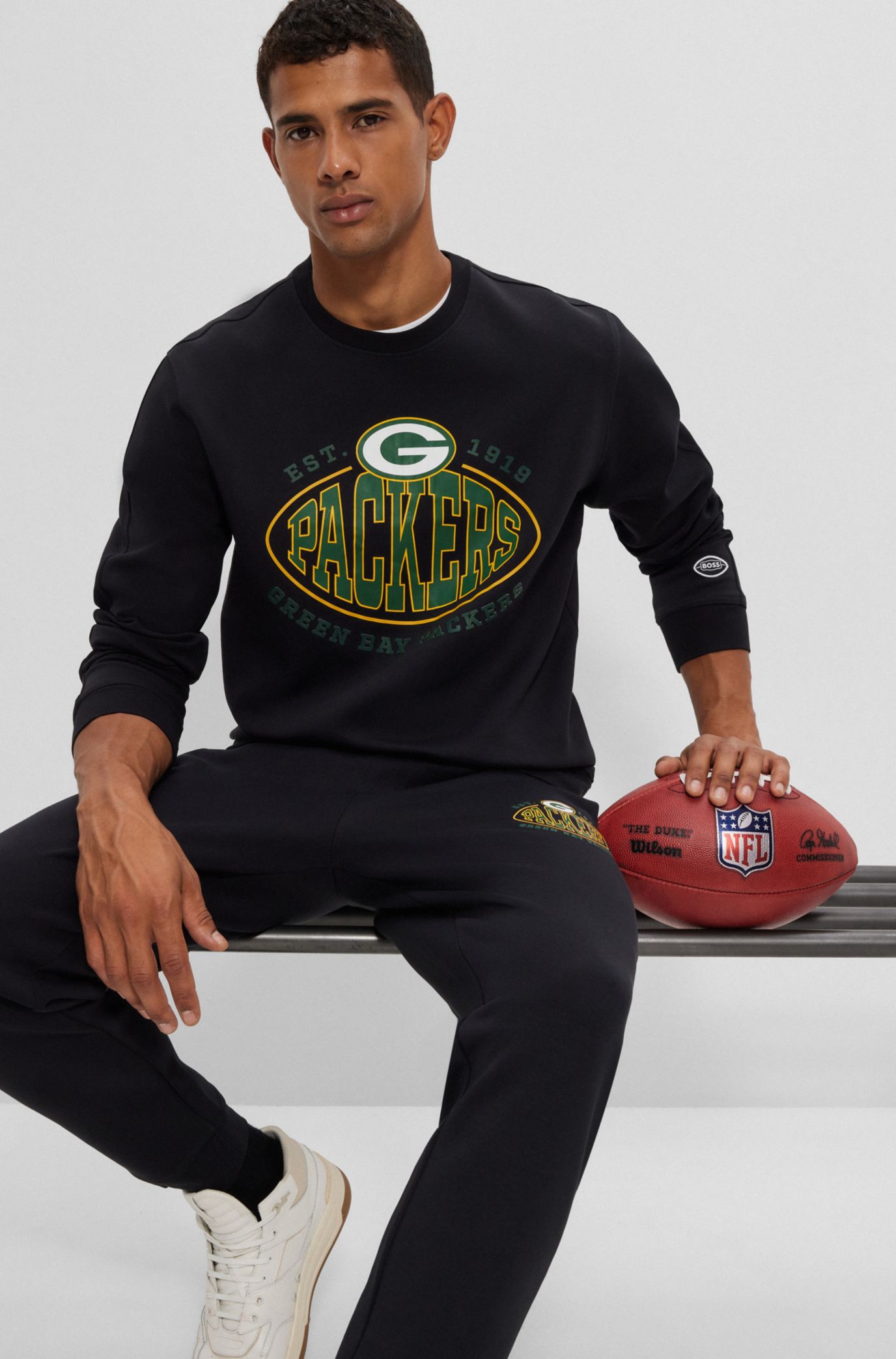 BOSS - BOSS x NFL cotton-blend hoodie with collaborative branding