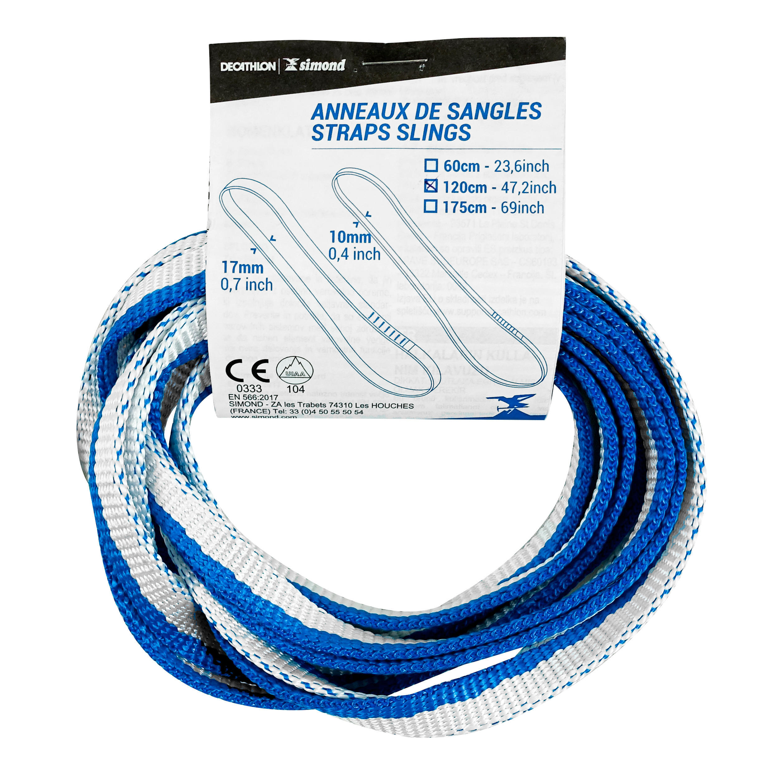 Ленточный строп Simond 10мм × 120см, синий / белый