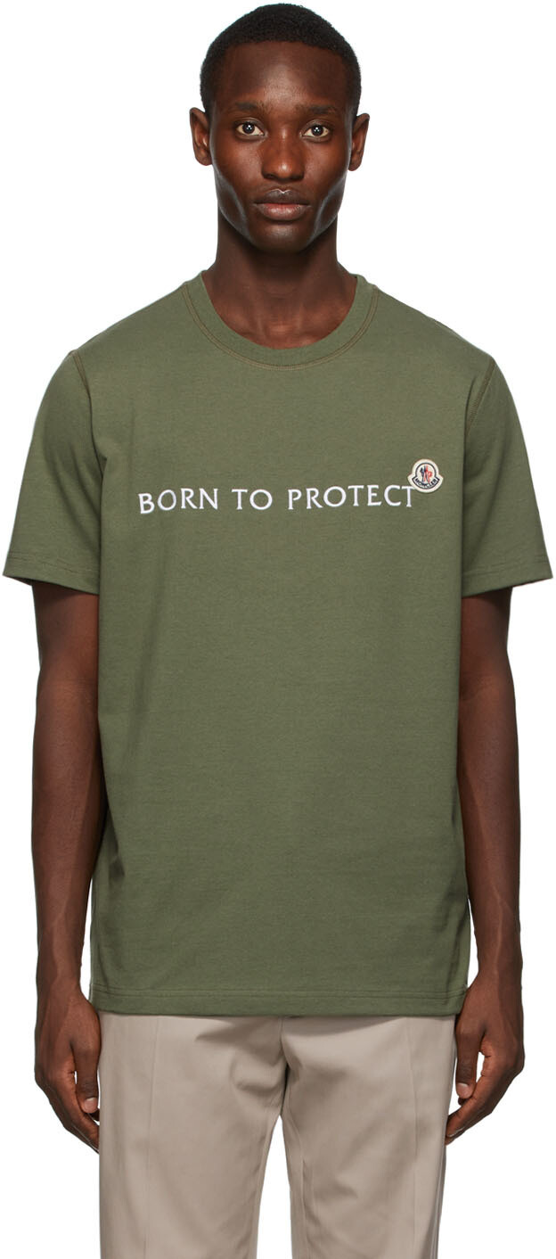 

Зеленая футболка \Born To Protect\"" Moncler, Зеленый