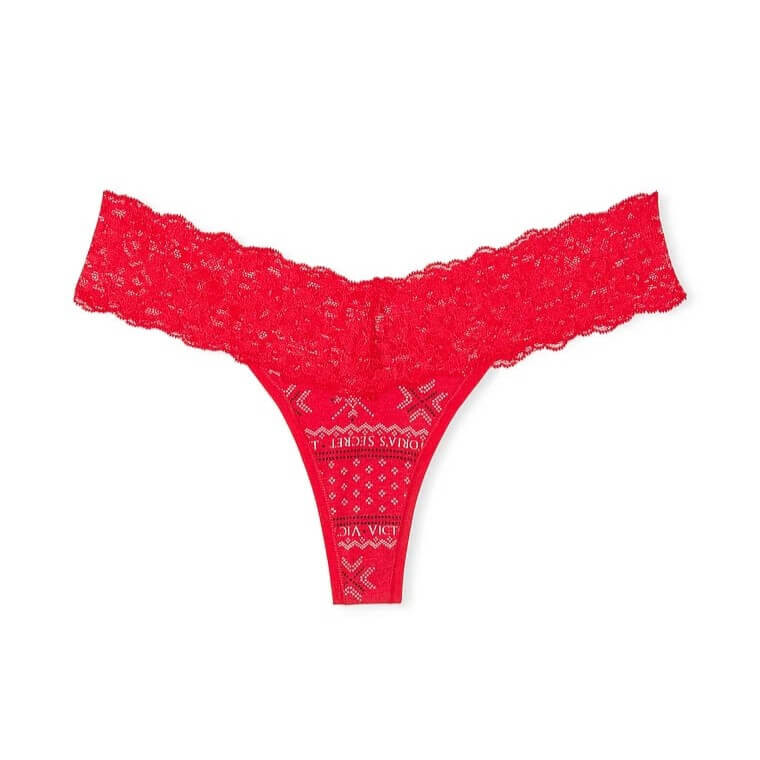 

Трусики-стринги Victoria's Secret The Lacie Lace-Waist Cotton, красный