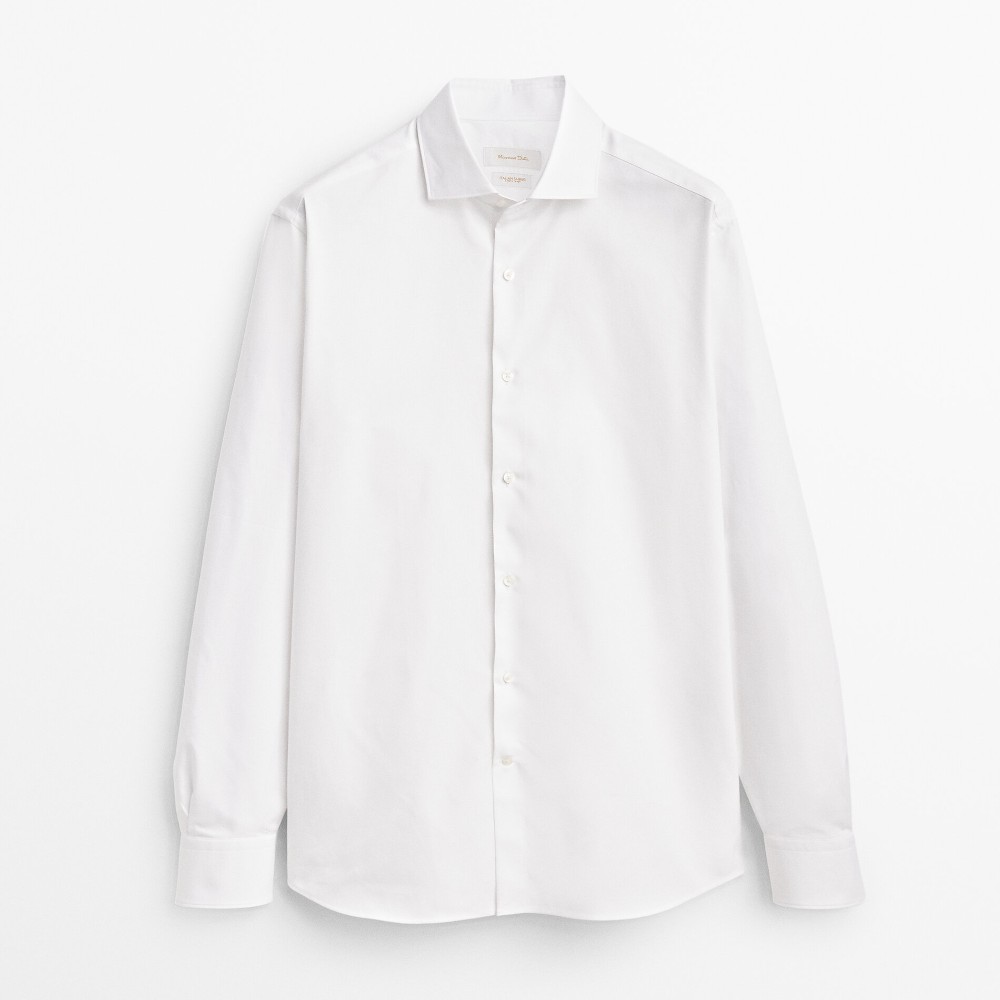 Рубашка Massimo Dutti Slim Fit Cotton Twill, белый luca d altieri повседневная рубашка приталенного кроя из чистого хлопкового твила белый