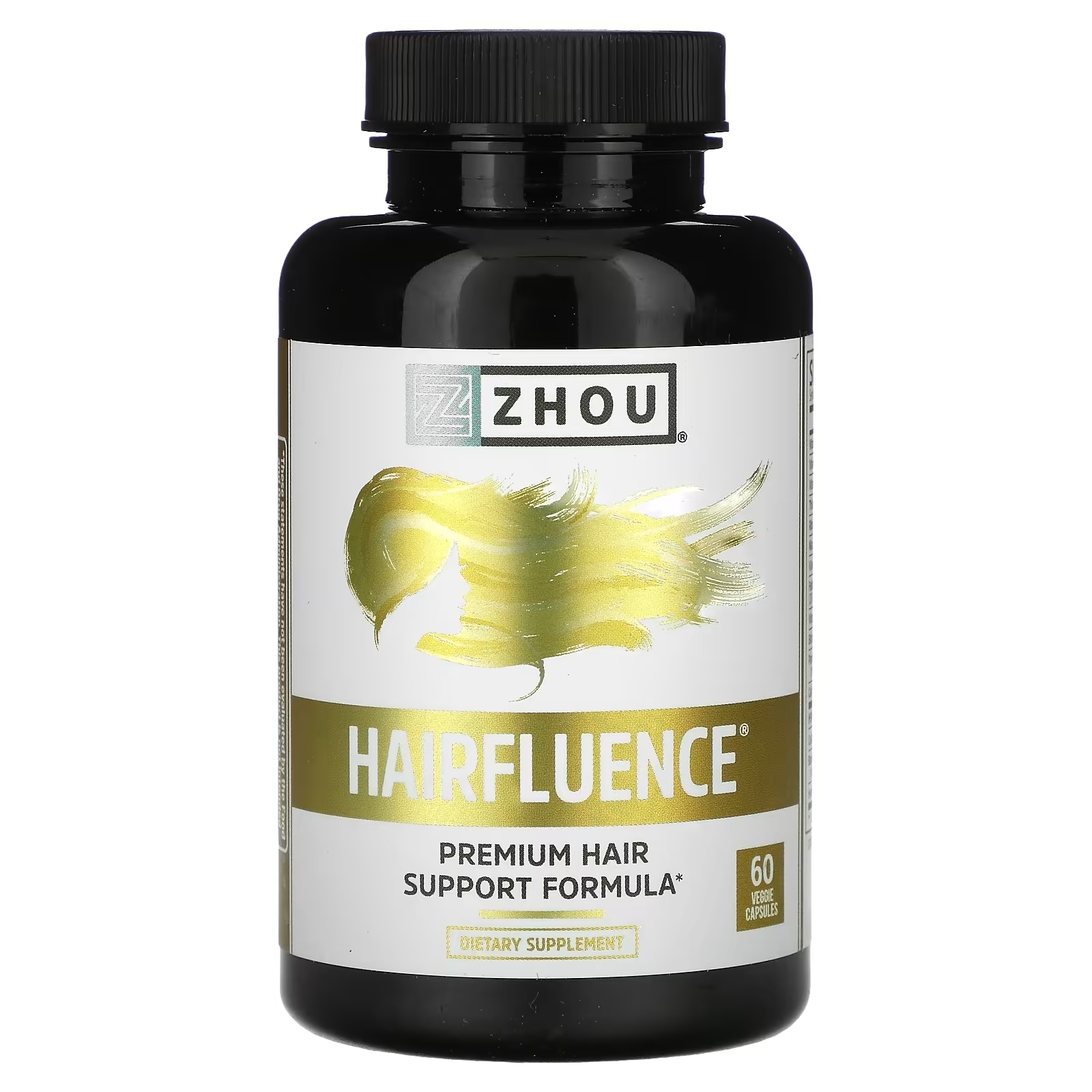 Zhou Nutrition Hairfluence премиум-формула роста волос, 60 вегетарианских капсул zhou nutrition dim active комплекс для гормонального баланса 60 вегетарианских капсул